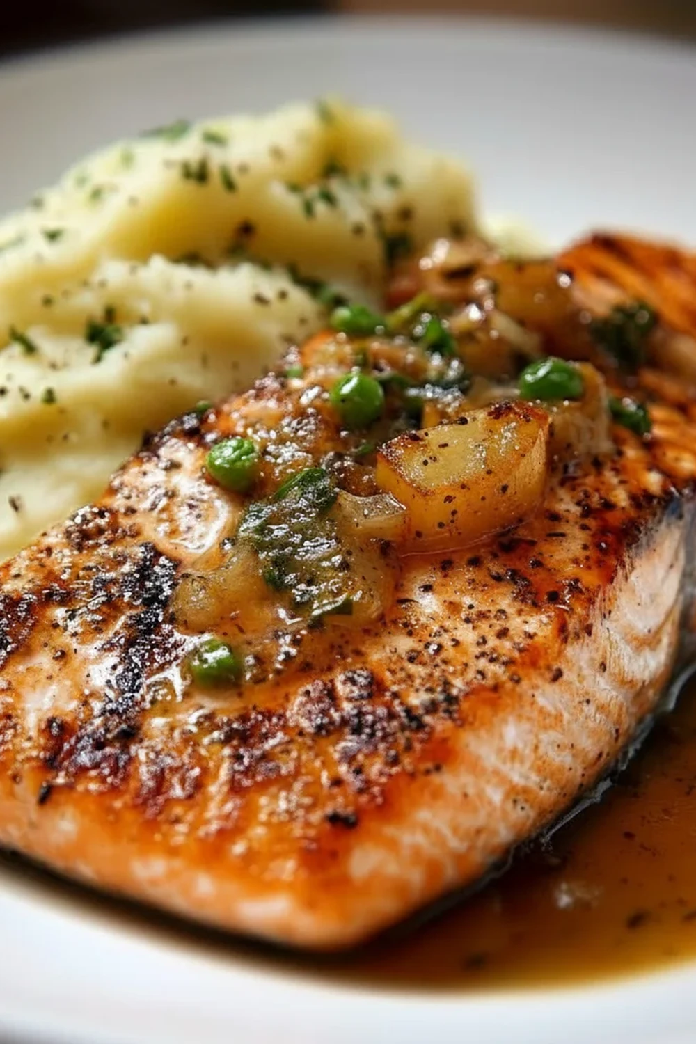 Grilled Salmon Creamy Garlic Mashed Potatoes Recipe