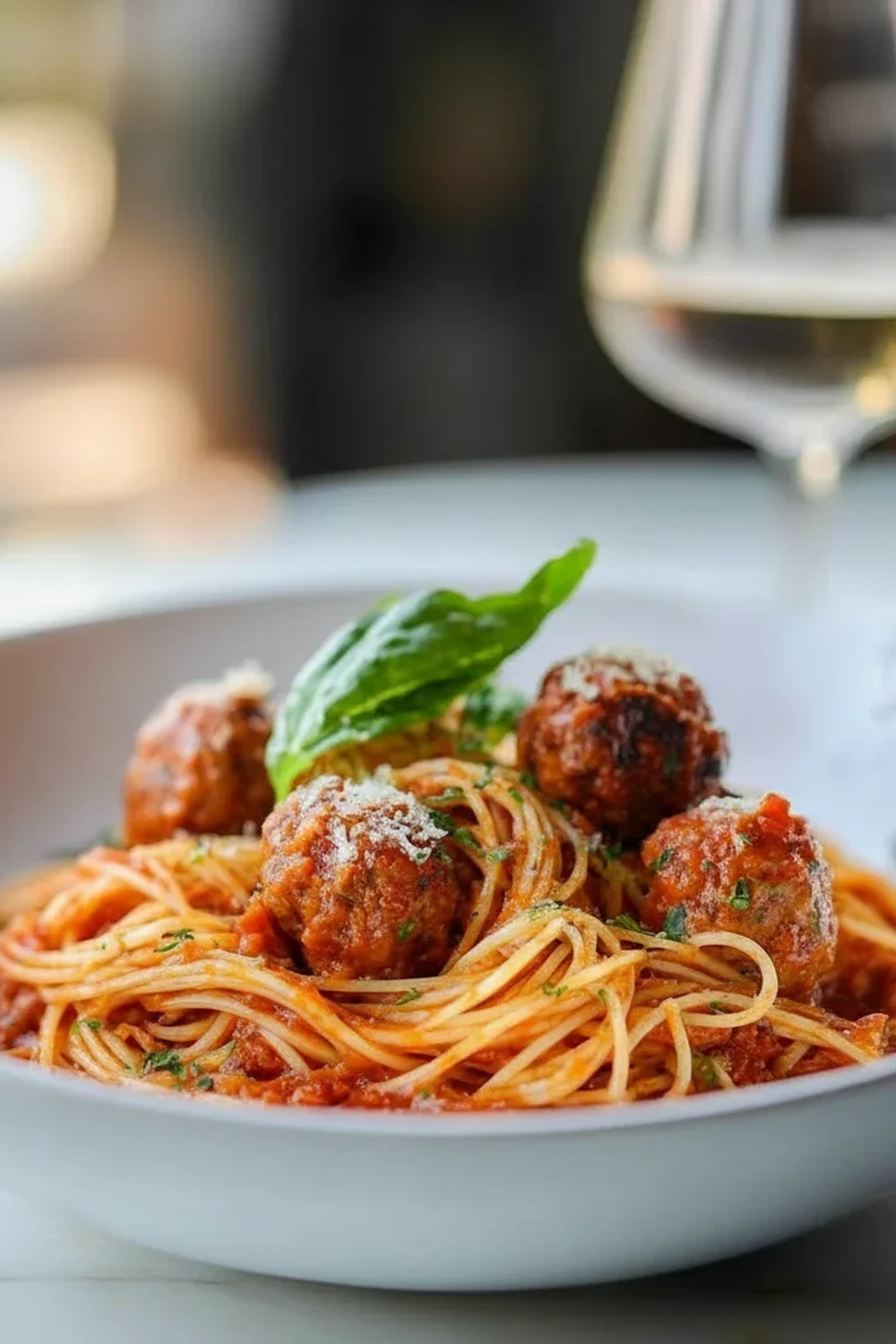 Spaghetti Marinara Sauce Halal Meatballs