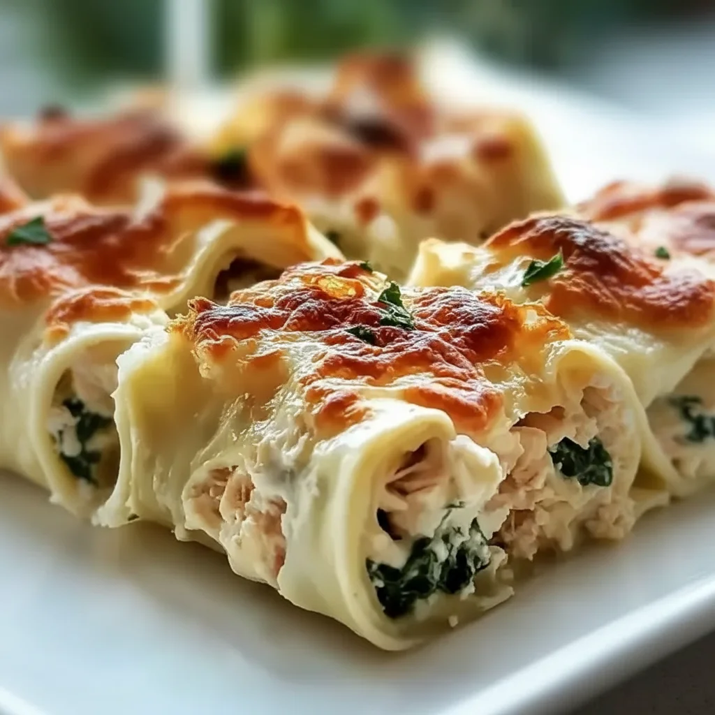 Chicken Spinach Lasagna Rolls