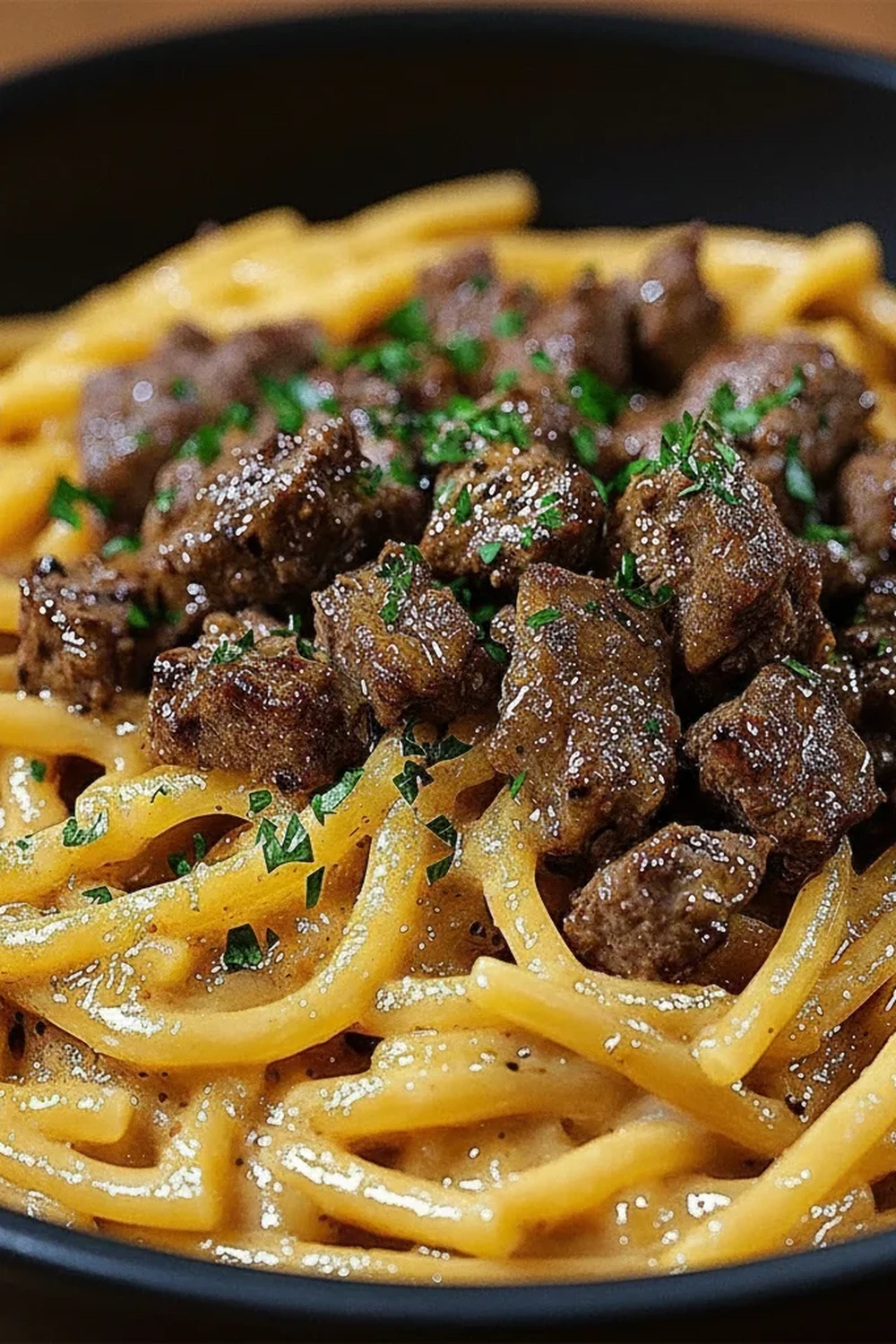 Creamy Beef Garlic Butter Pasta