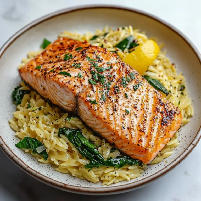 Seared Salmon Lemon Orzo