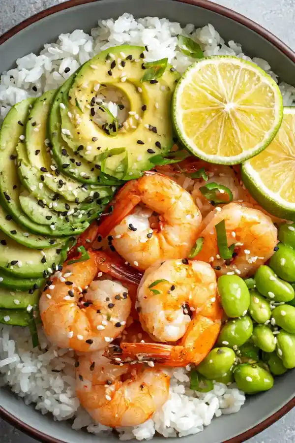 Avocado and Sesame Shrimp Bowl