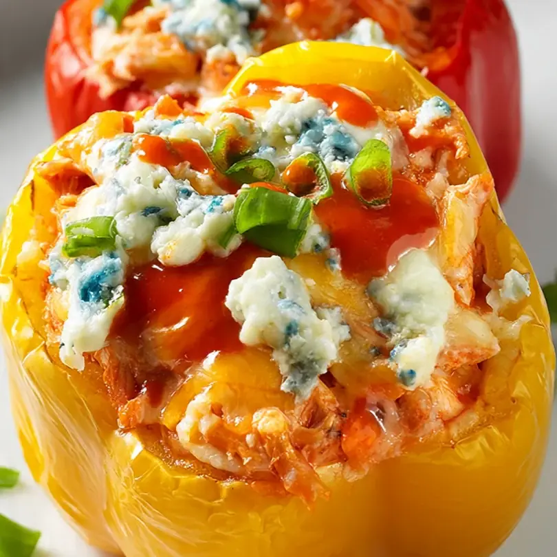 Buffalo Chicken Stuffed Peppers (Spicy)