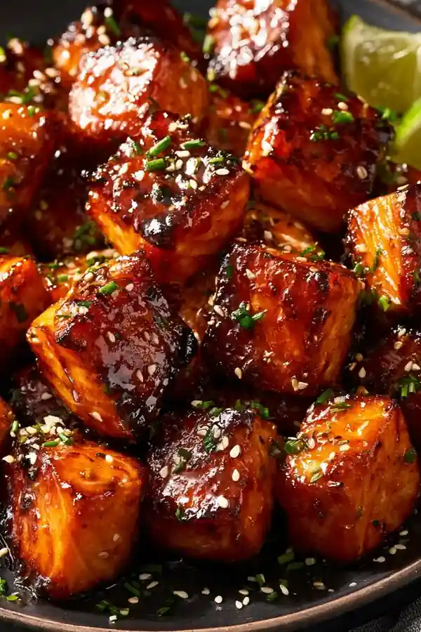 Classic Sticky Honey Sriracha Salmon Bites