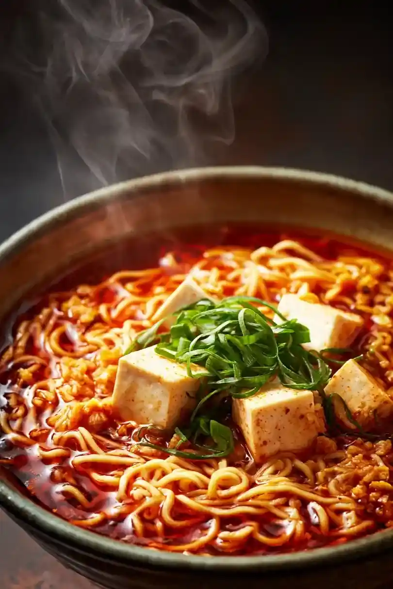 Garlic Chilli Ramen with Soft Tofu