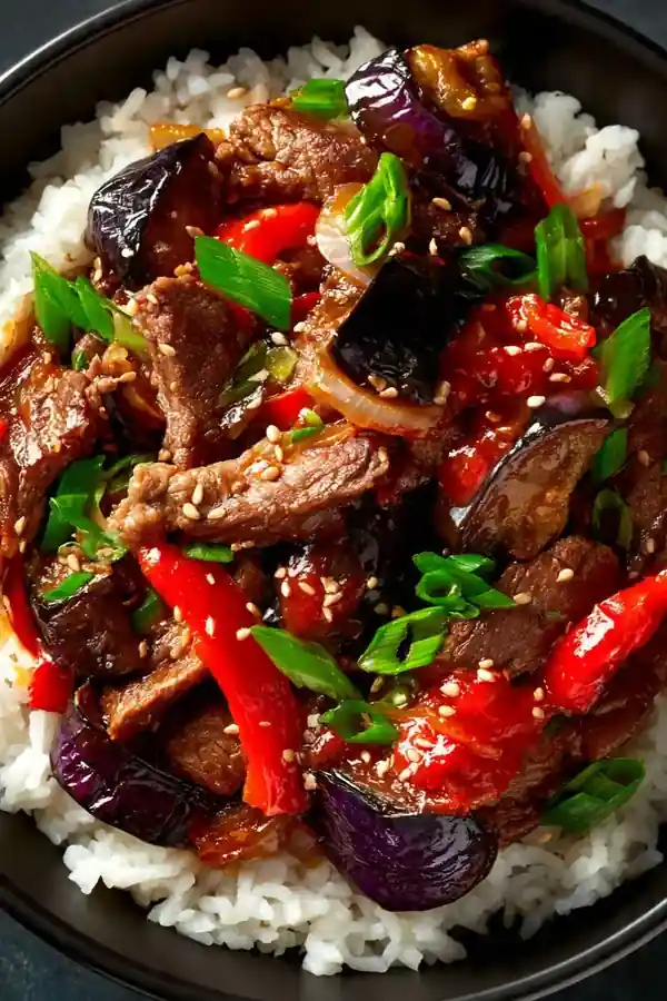 Korean Beef and Eggplant Bowl