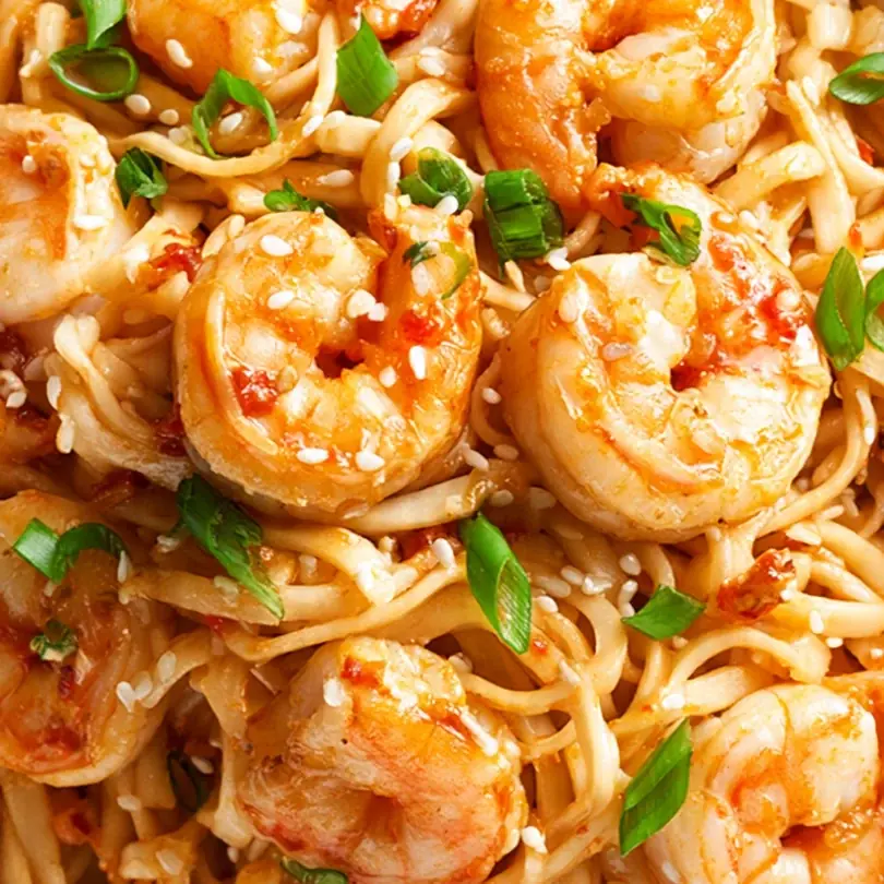 Spicy Garlic Chili Noodles With Shrimp