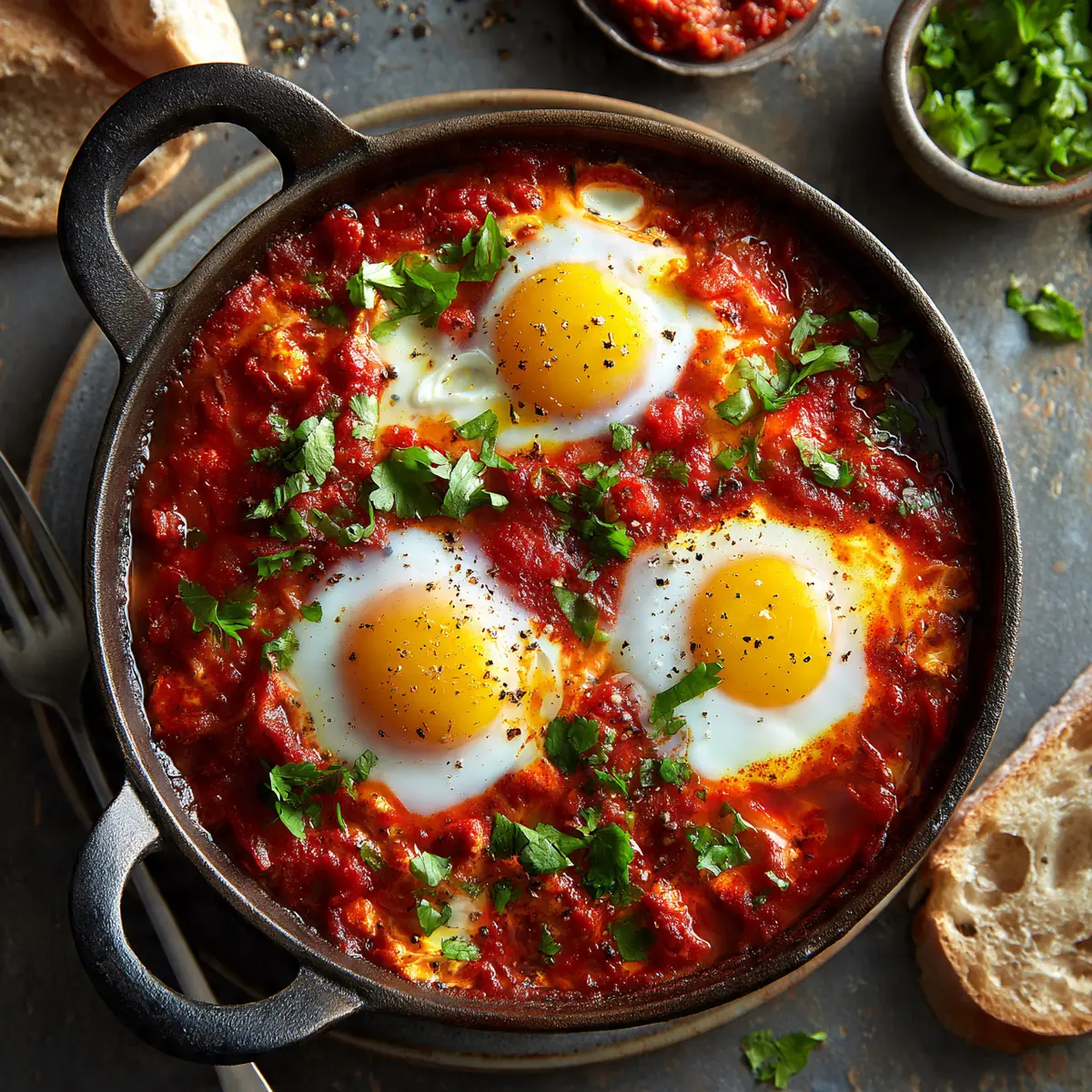 Spicy Harissa Shakshuka (Eggs In Tomato Sauce)