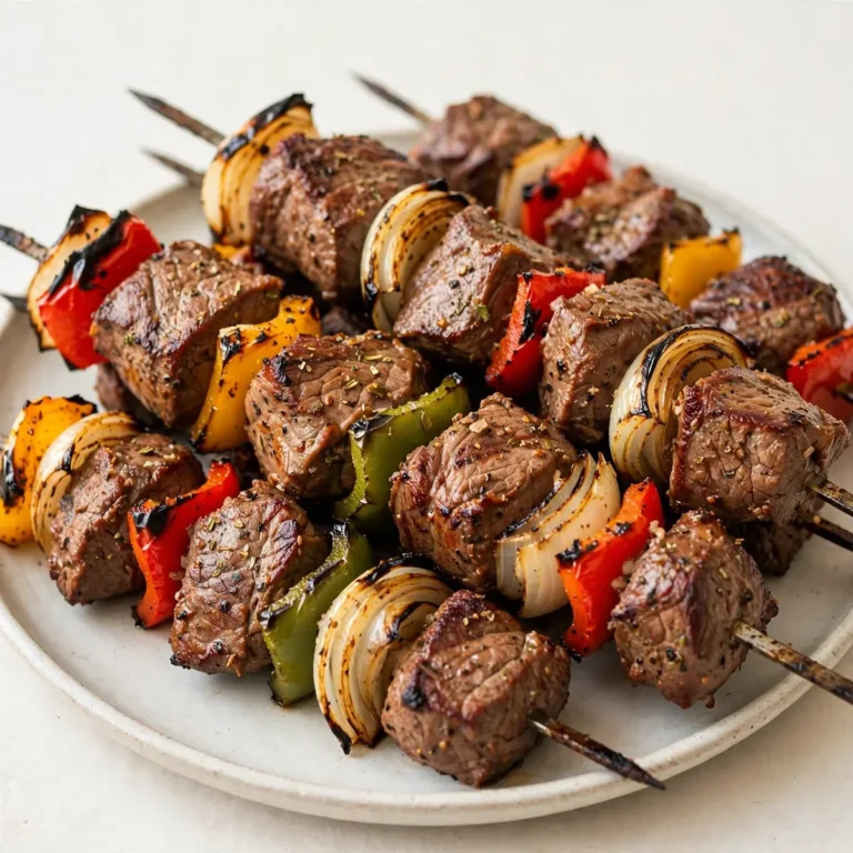 Grilled Beef Kebabs With Peppers And Onions