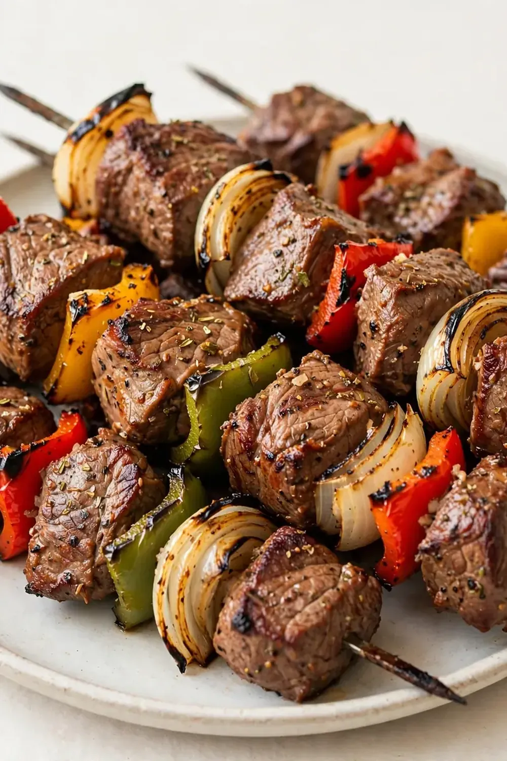 Grilled Beef Kebabs with Peppers and Onions