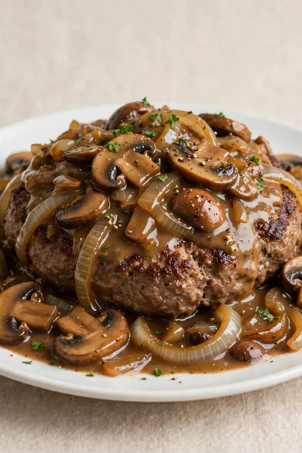 Hamburger Steak with Mushroom Onion Gravy